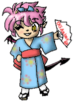 Oni-chan in Kimono wic a fan